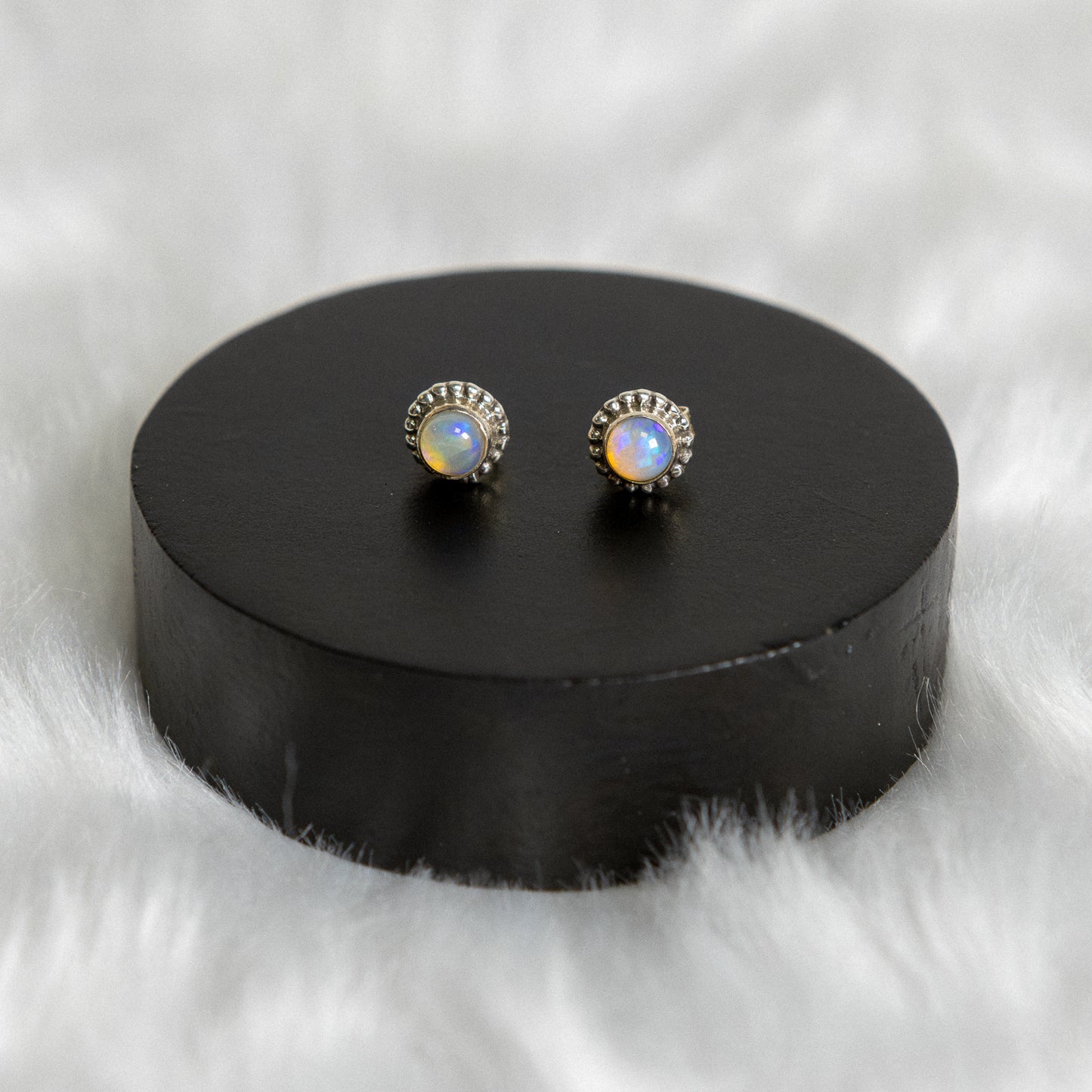 Sterling Silver Opal Earrings Studs