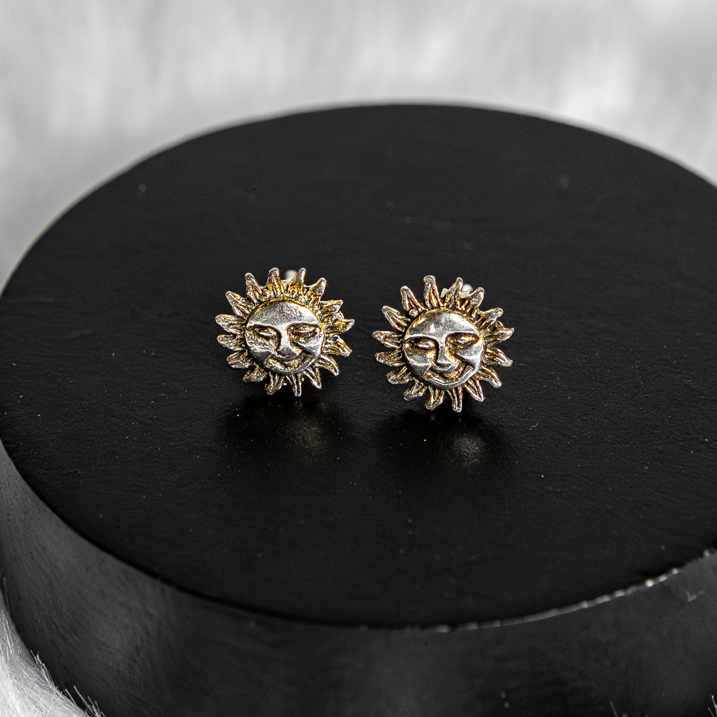 Sterling Silver Celestial Sun Earrings Studs