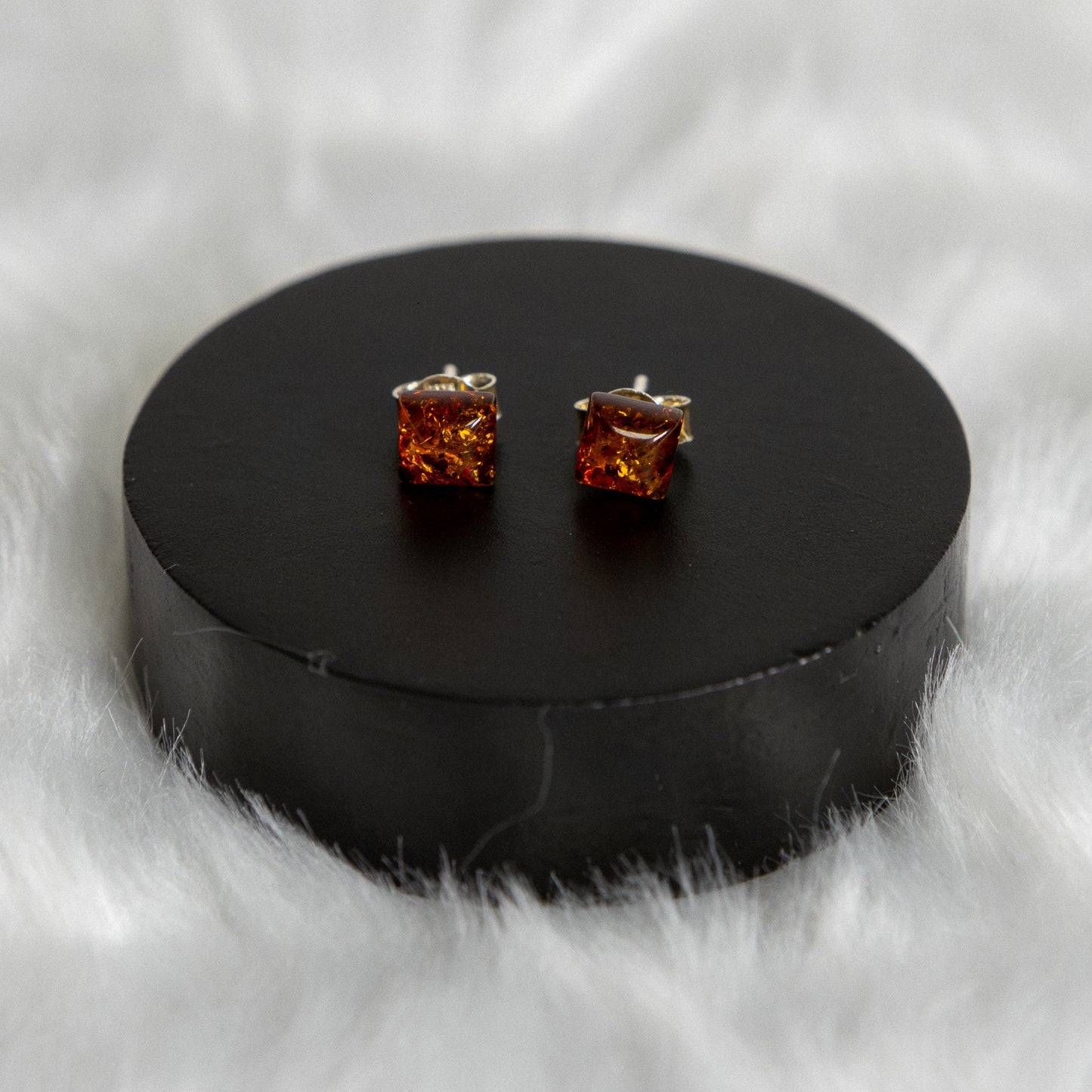 Sterling Silver Amber Earrings Studs