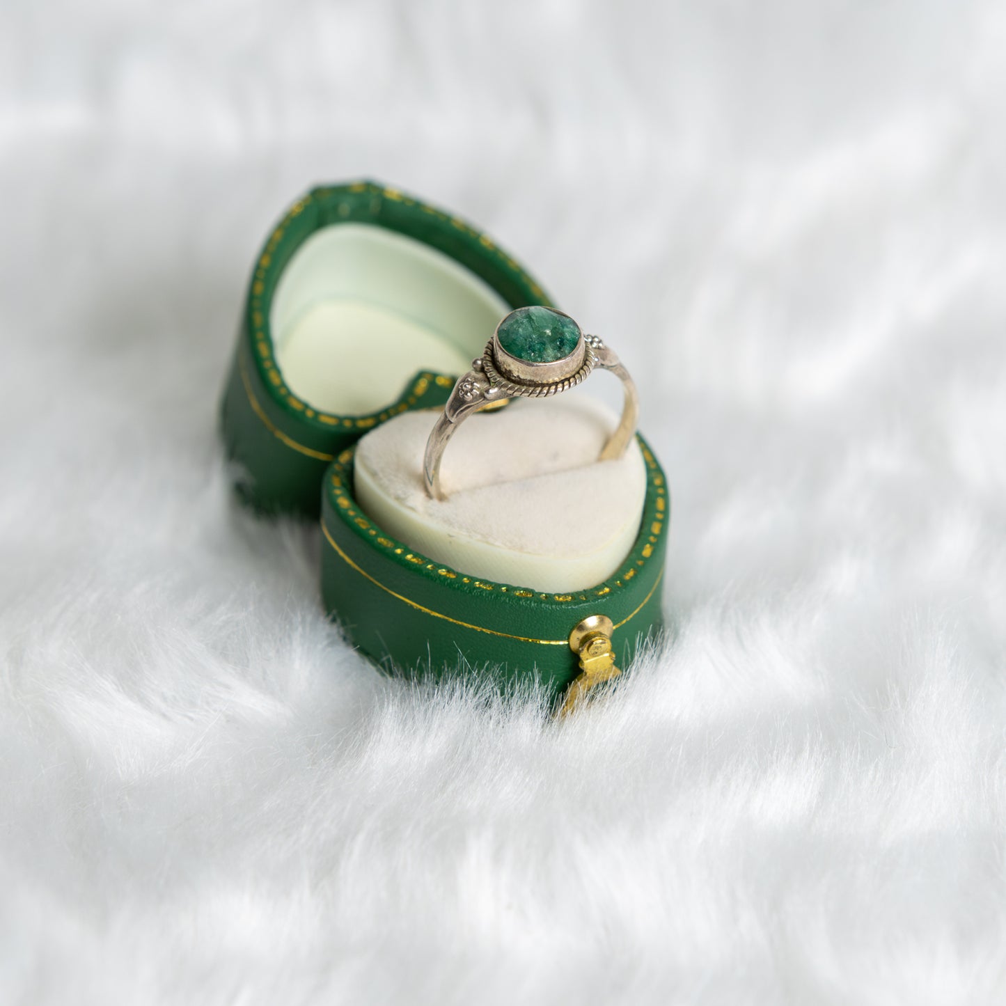 Sterling Silver Emerald Ring Size Q