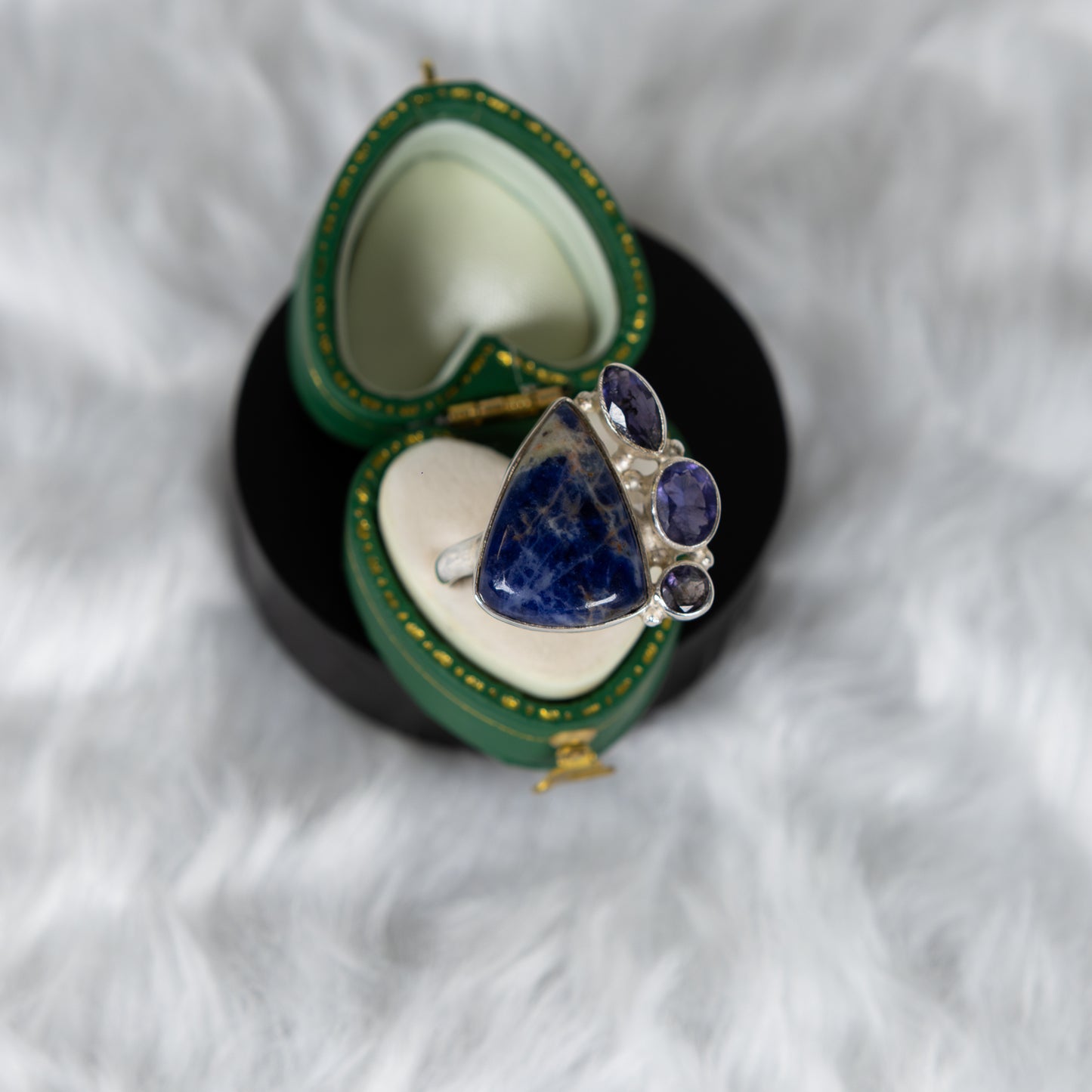 Sterling Silver Sodalite - Tanzanite Ring Size R