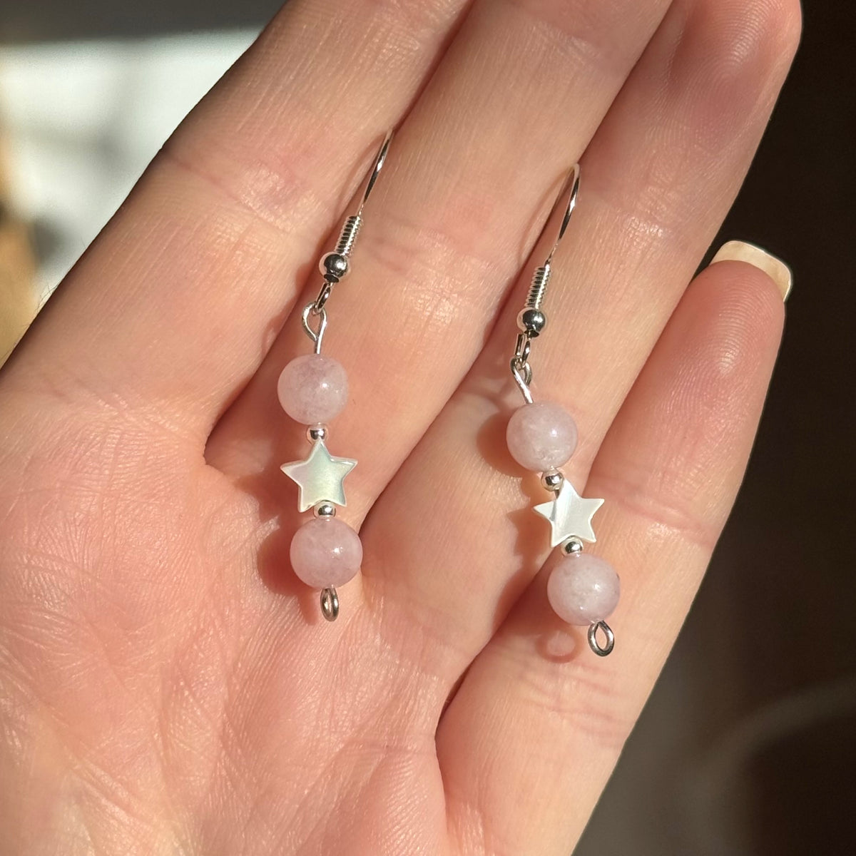 Mother Of Pearl Rose Quartz Earrings