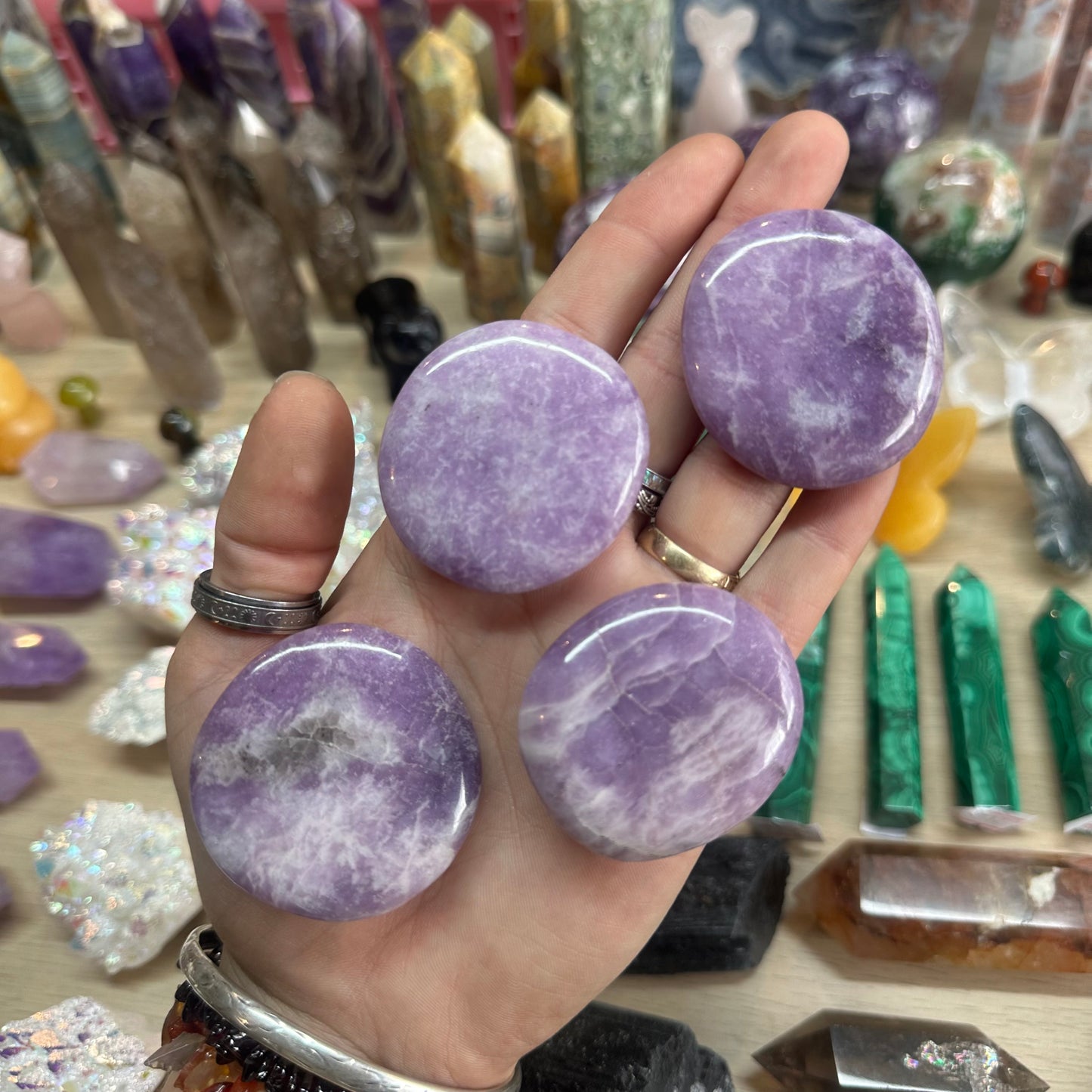 1pcs Lepidolite Palm Stone