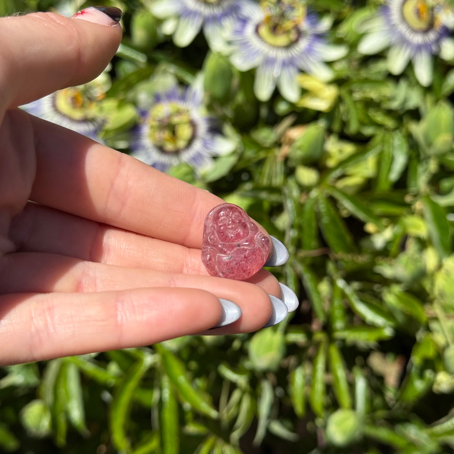 Mini Strawberry Quartz Buddha