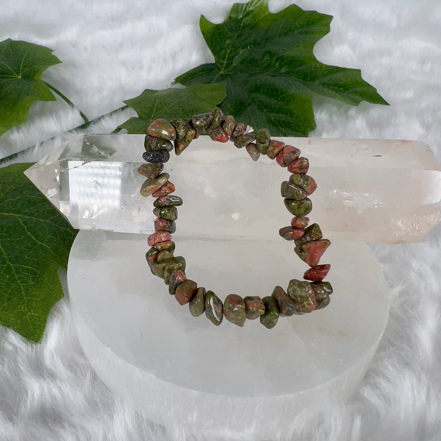 Unakite Chip Bracelet