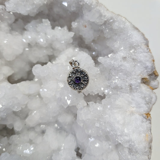 Sterling Silver Amethyst Locket Pendant