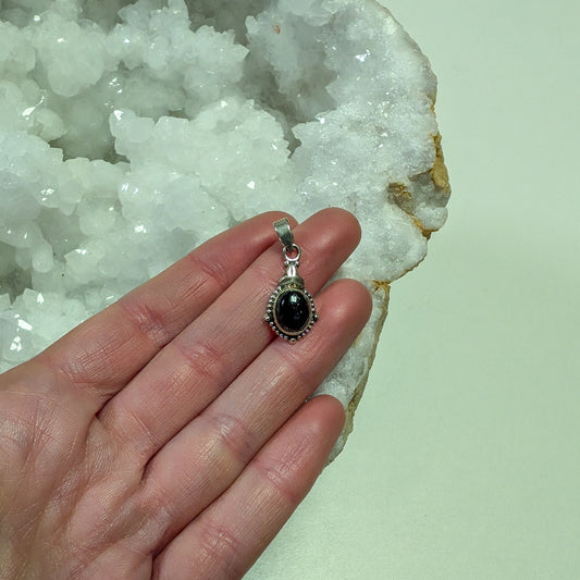 Sterling Silver Black Tourmaline Pendant