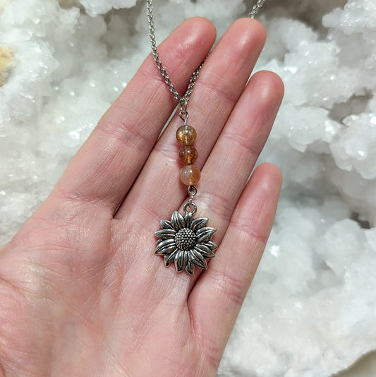 Sunstone Sunflower  Necklace