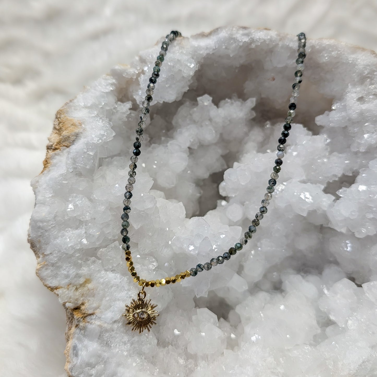 Faceted Moss Agate Necklace