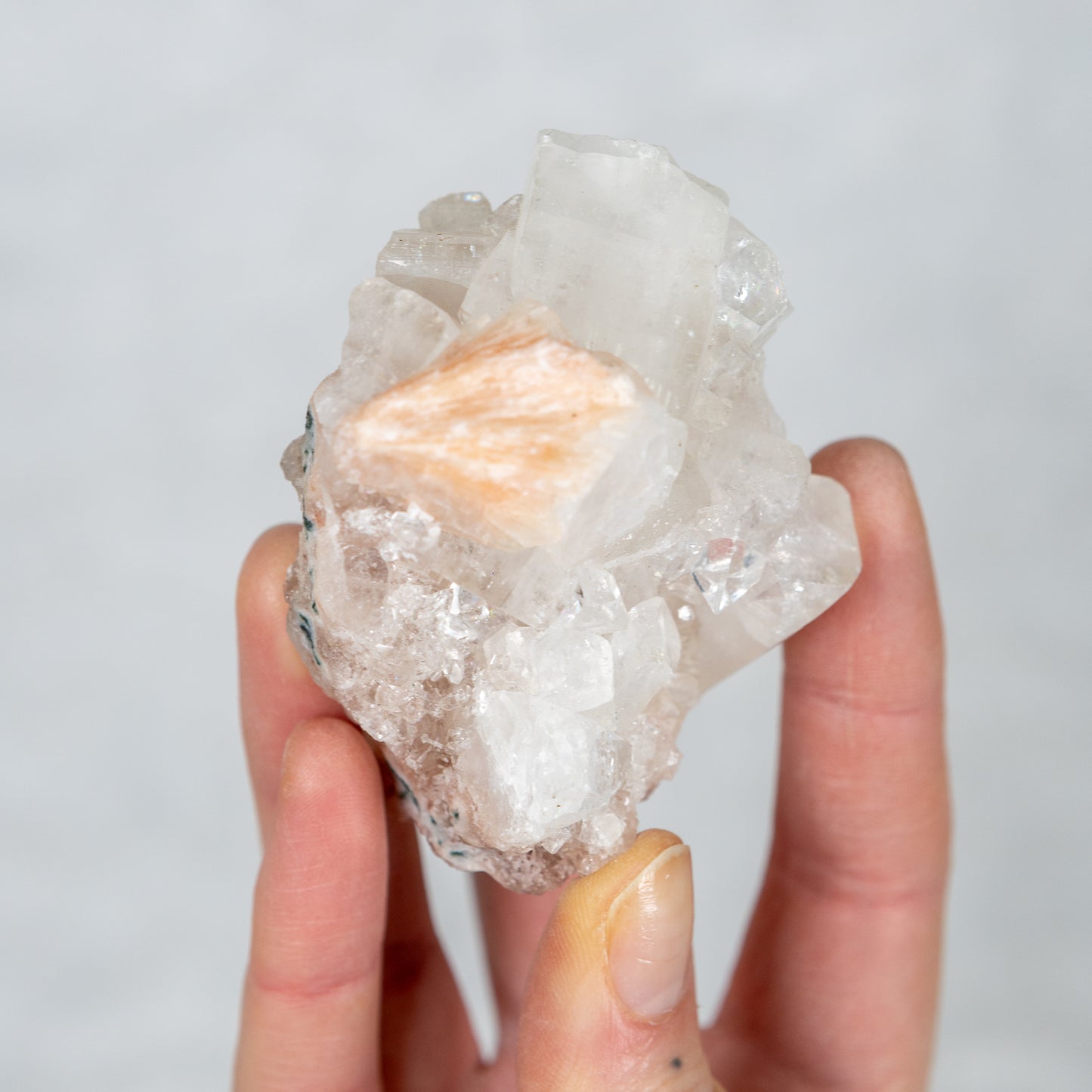 Apohylitte Cluster - Stilbite - Pink Zeolite