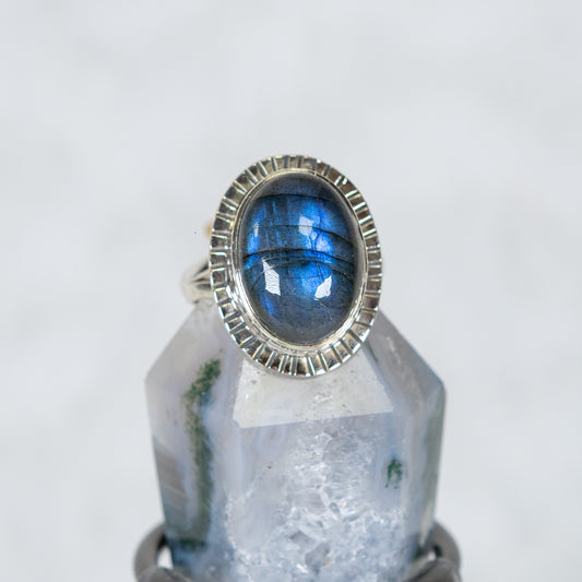 Sterling Silver Labradorite Ring Size U