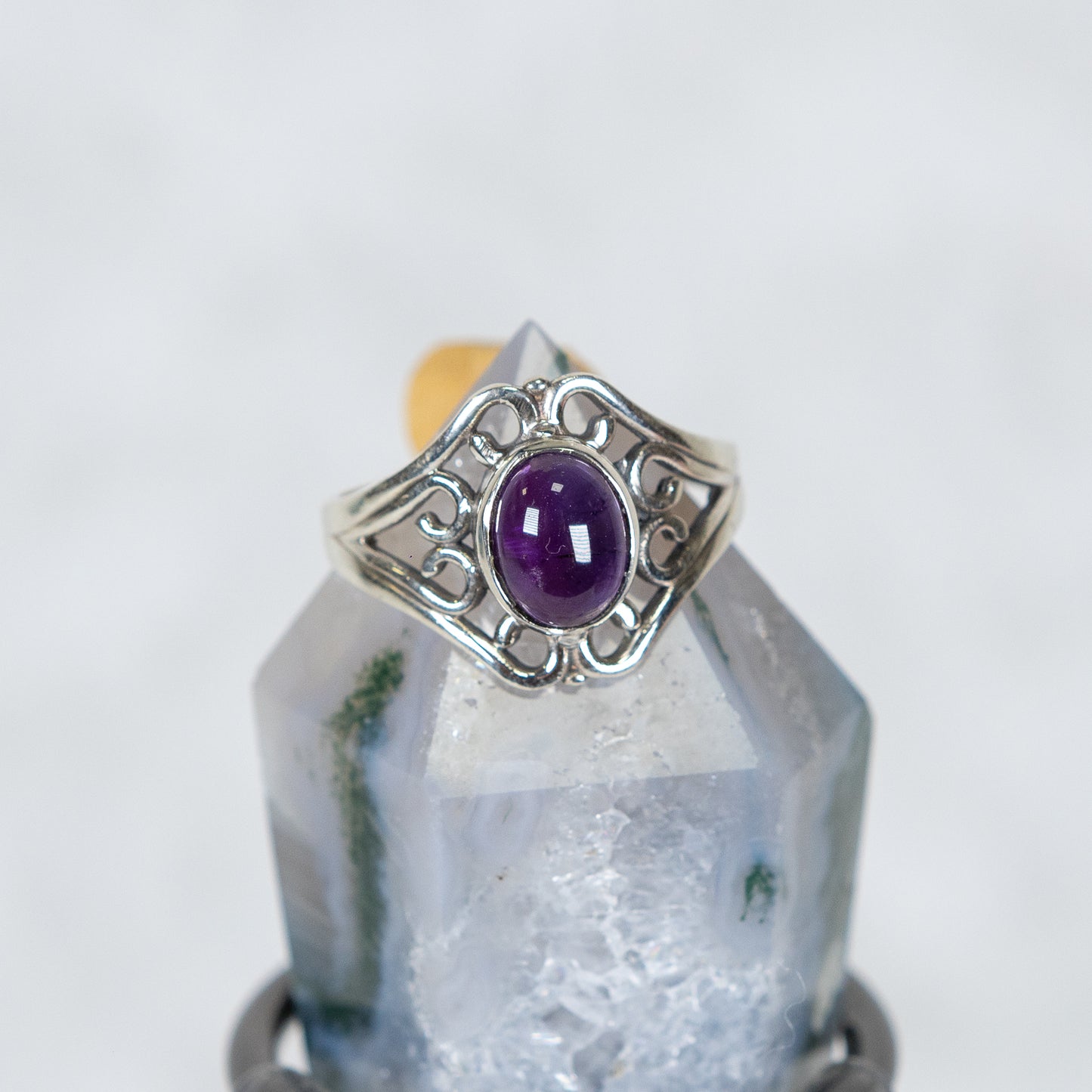 Sterling Silver Amethyst Ring Size T