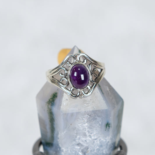 Sterling Silver Amethyst Ring Size T