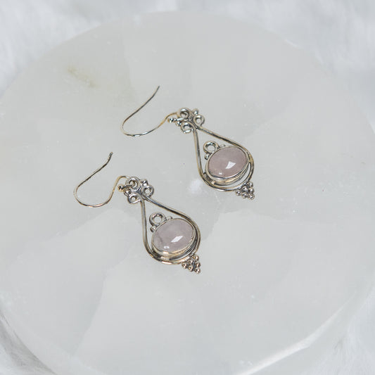Sterling Silver Rose Quartz Earrings