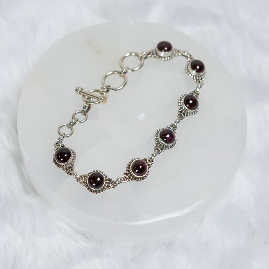 Sterling Silver Garnet Bracelet