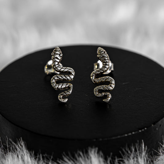 Sterling Silver Snake Earrings Studs