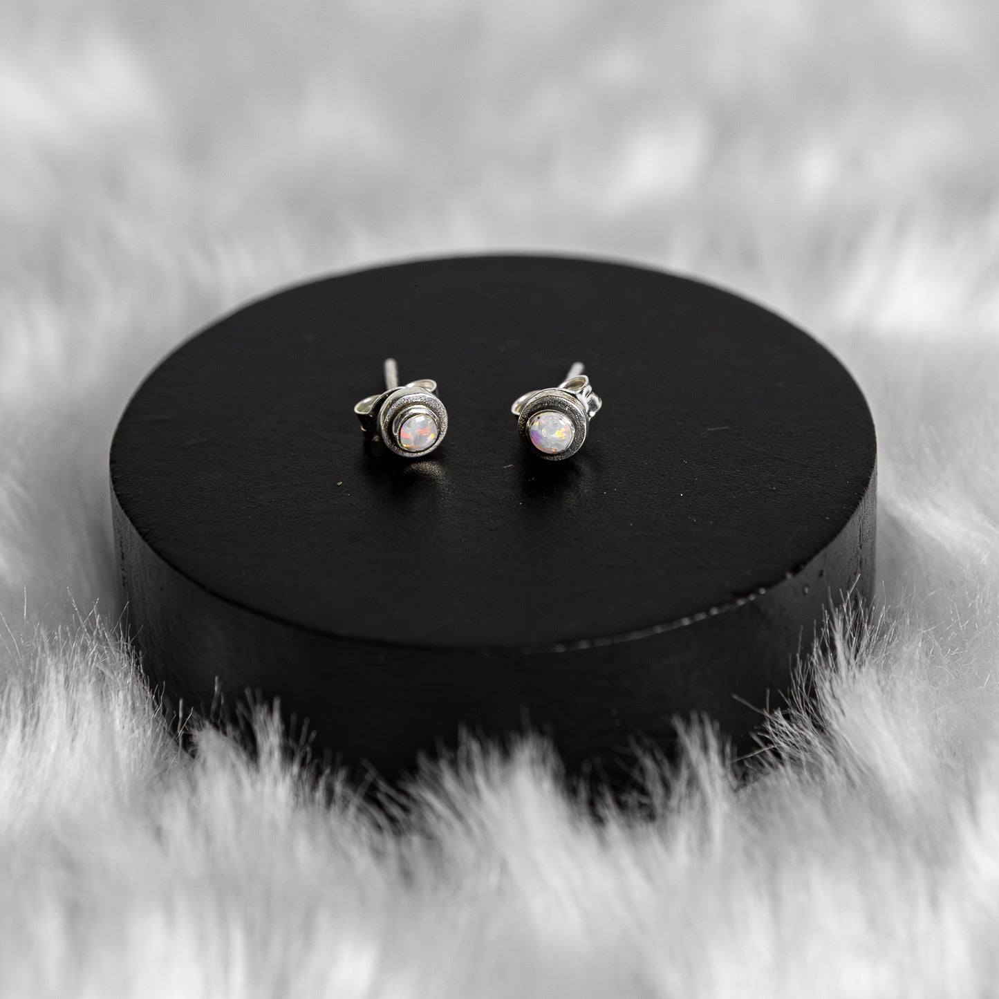 Sterling Silver Opal Earrings Studs