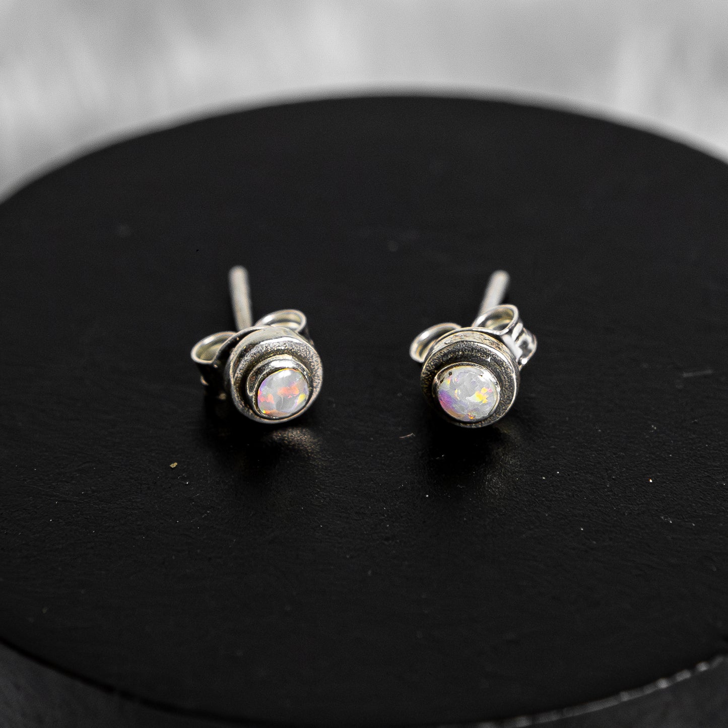 Sterling Silver Opal Earrings Studs