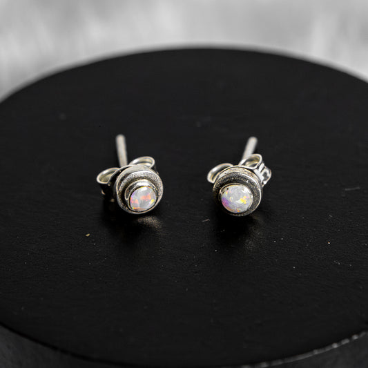 Sterling Silver Opal Earrings Studs