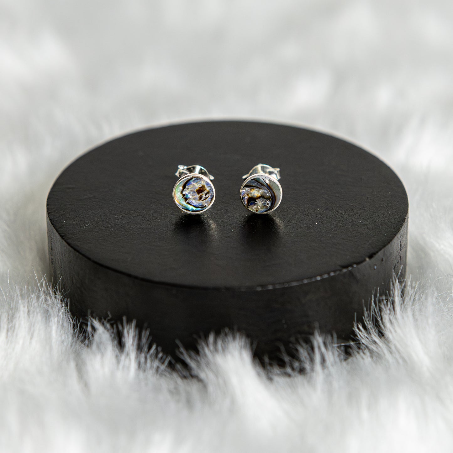 Sterling Silver Rainbow Abalone Earrings Studs