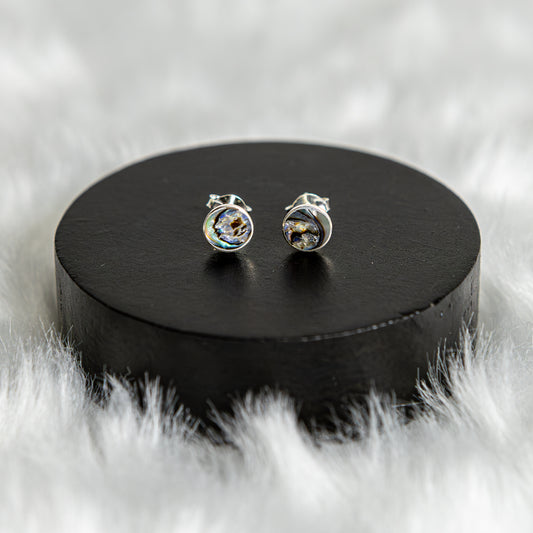 Sterling Silver Rainbow Abalone Earrings Studs