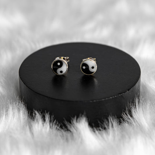 Sterling Silver Yin Yang Earrings Studs