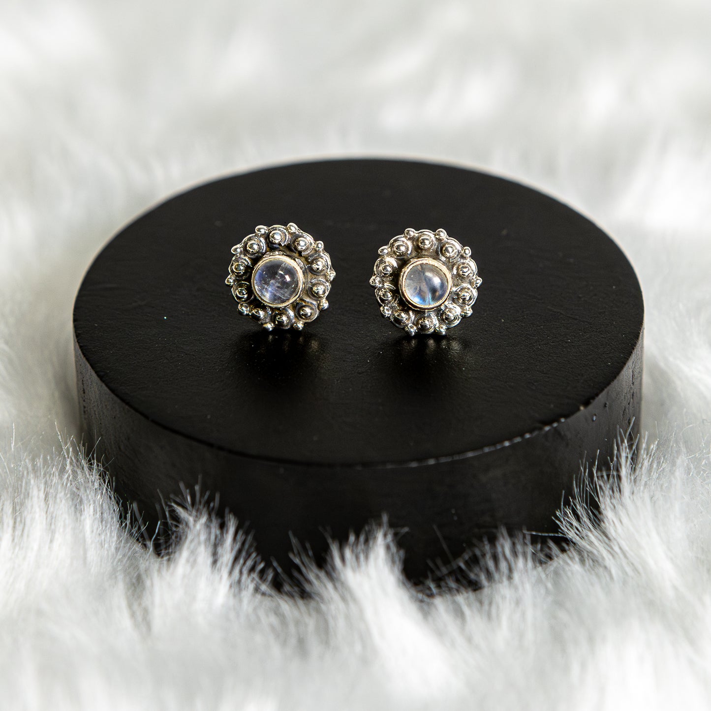 Sterling Silver Rainbow Moonstone Earrings Studs