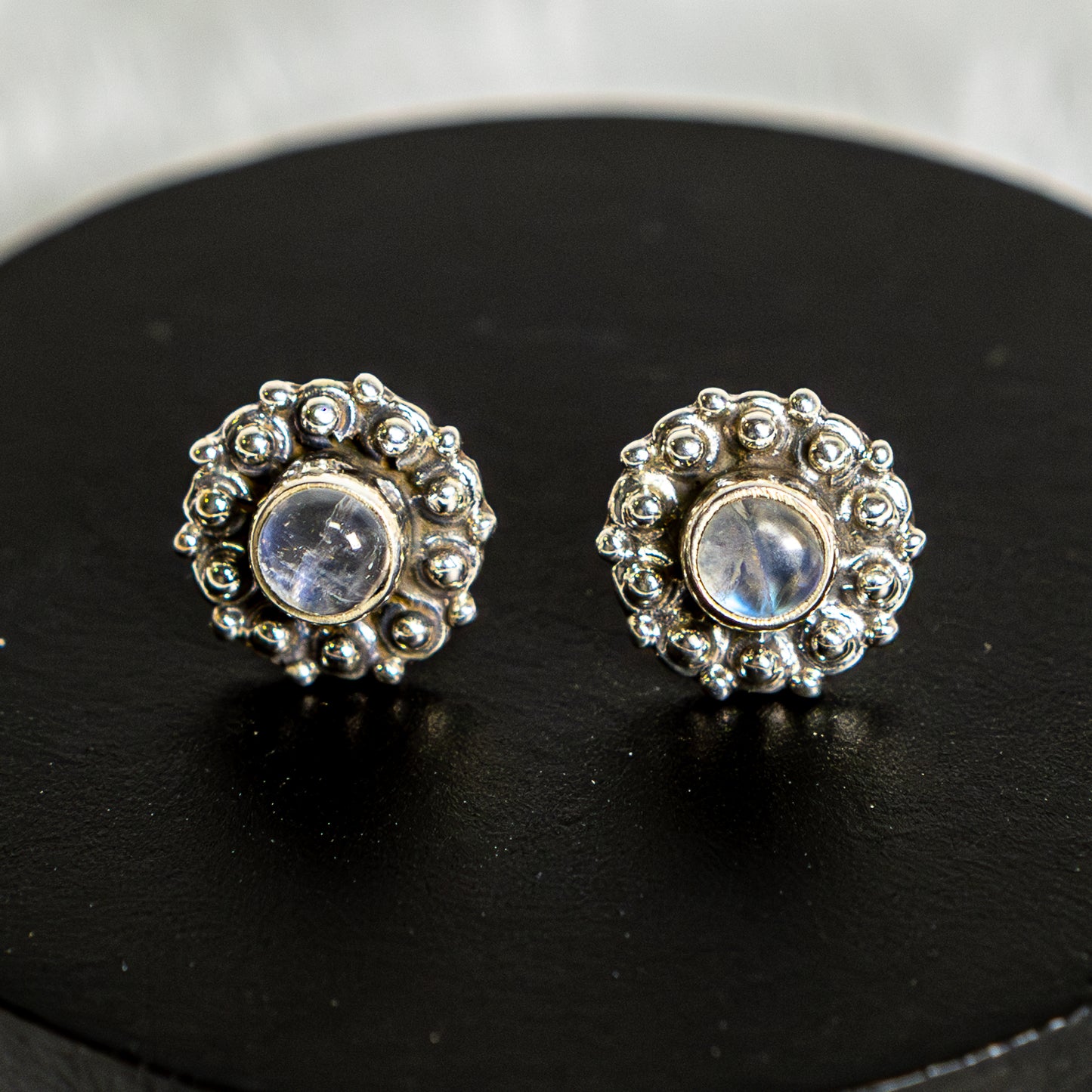 Sterling Silver Rainbow Moonstone Earrings Studs