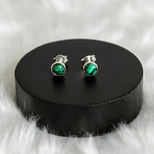 Sterling Silver Malachite Earrings Studs