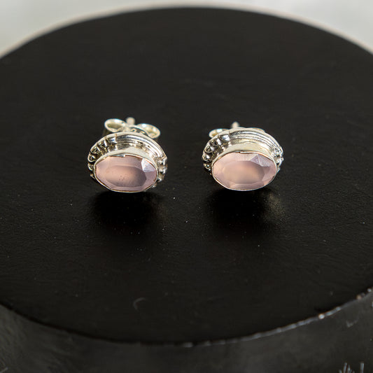 Sterling Silver Rose Quartz Earrings Studs
