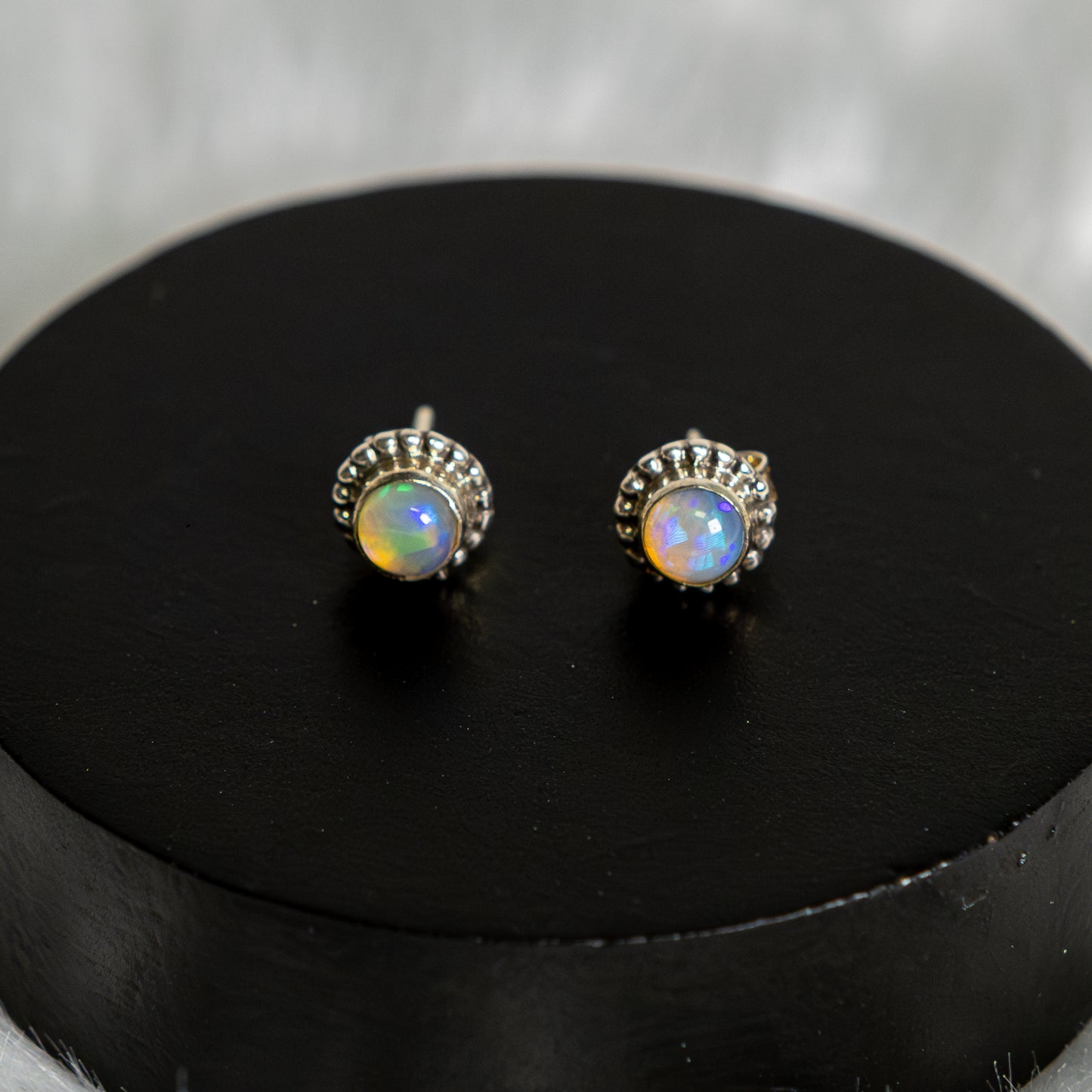 Sterling Silver Opal Earrings Studs