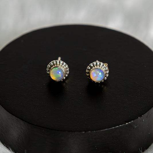 Sterling Silver Opal Earrings Studs