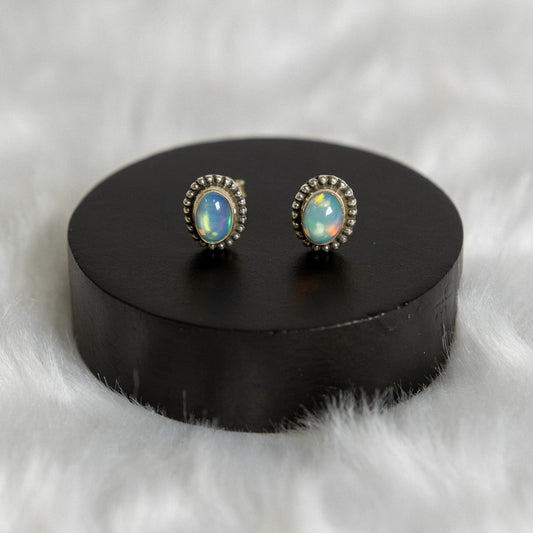 Sterling Silver Opal Earrings Studs