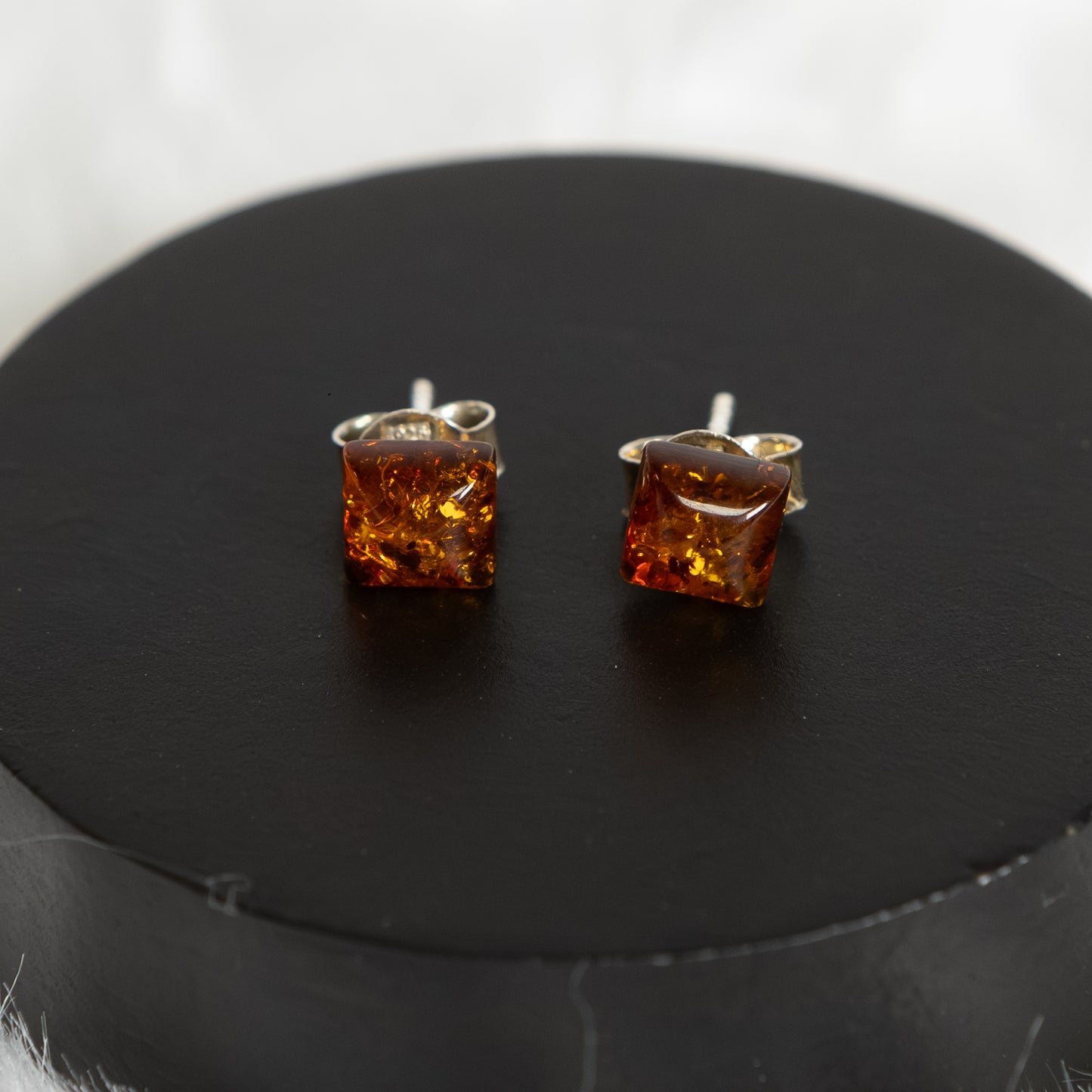 Sterling Silver Amber Earrings Studs
