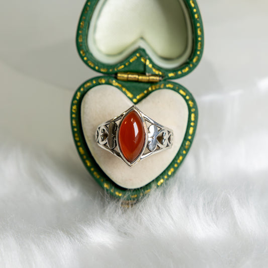 Sterling Silver Carnelian Ring Size L