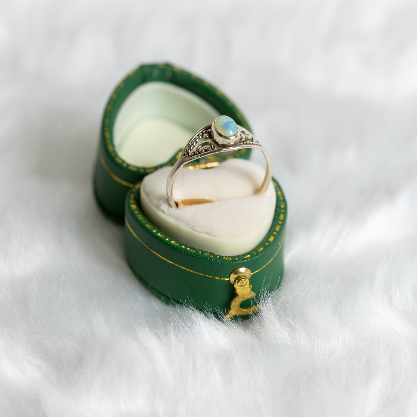 Sterling Silver Opal Ring Size S