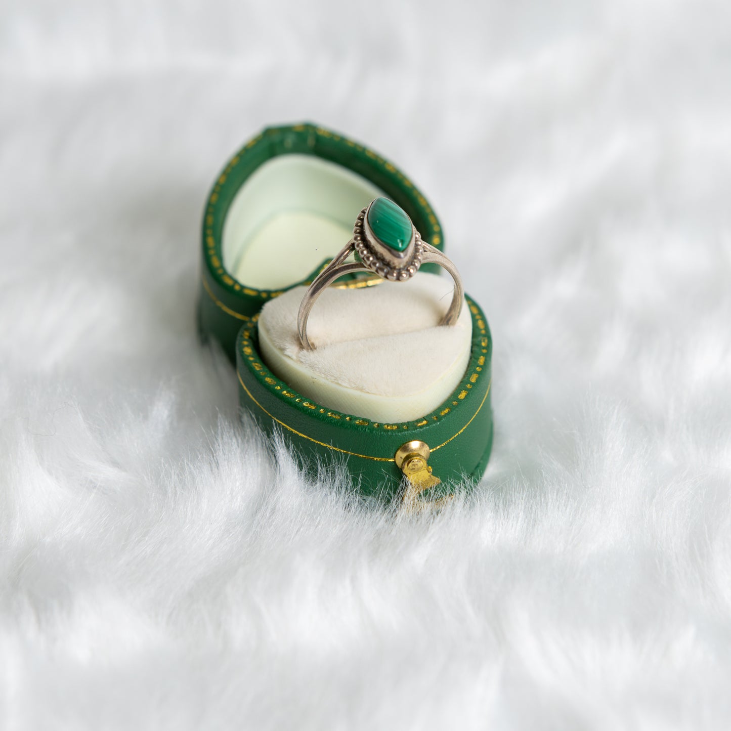 Sterling Silver Malachite Ring Size R