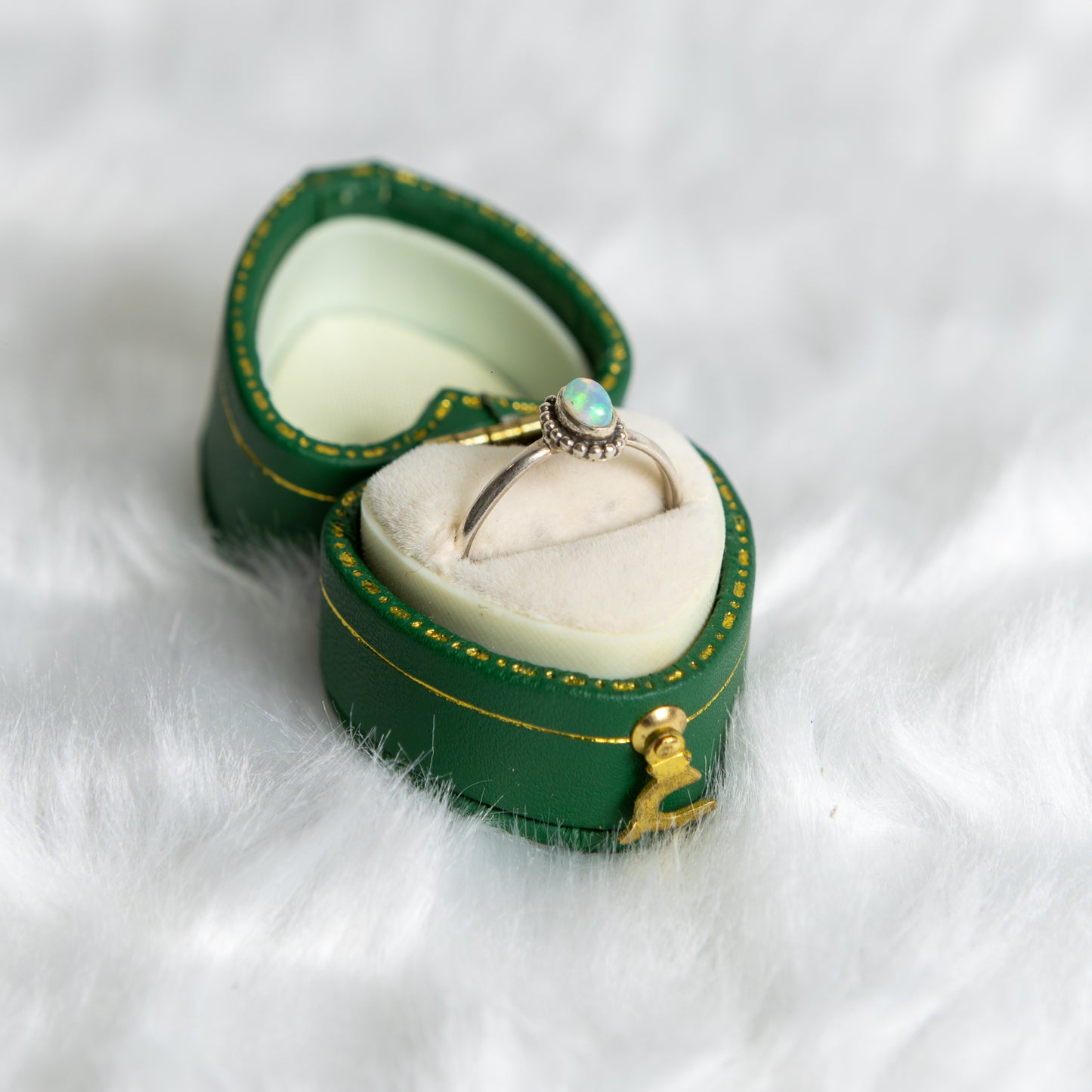 Sterling Silver Opal Ring Size M