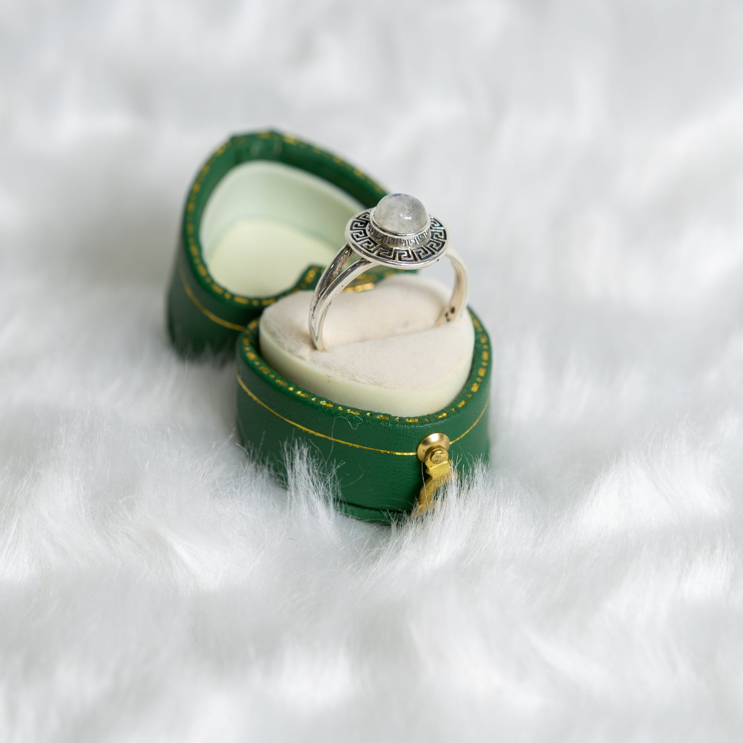 Sterling Silver Rainbow Moonstone Ring Size P