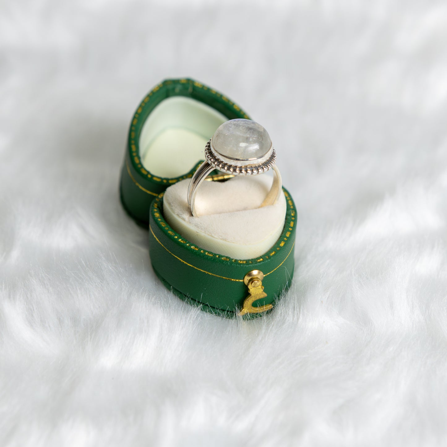 Sterling Silver Rainbow Moonstone Ring Size Q