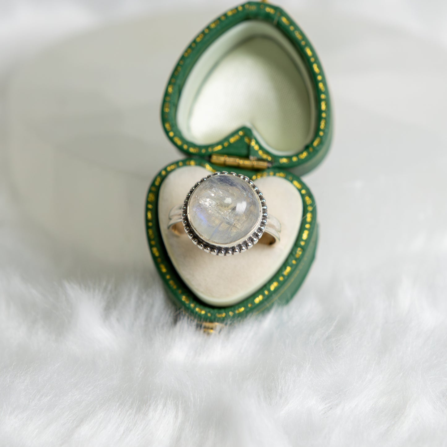 Sterling Silver Rainbow Moonstone Ring Size Q