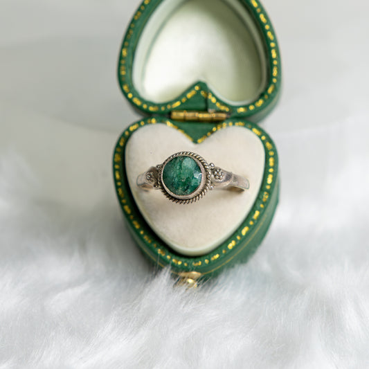 Sterling Silver Emerald Ring Size Q