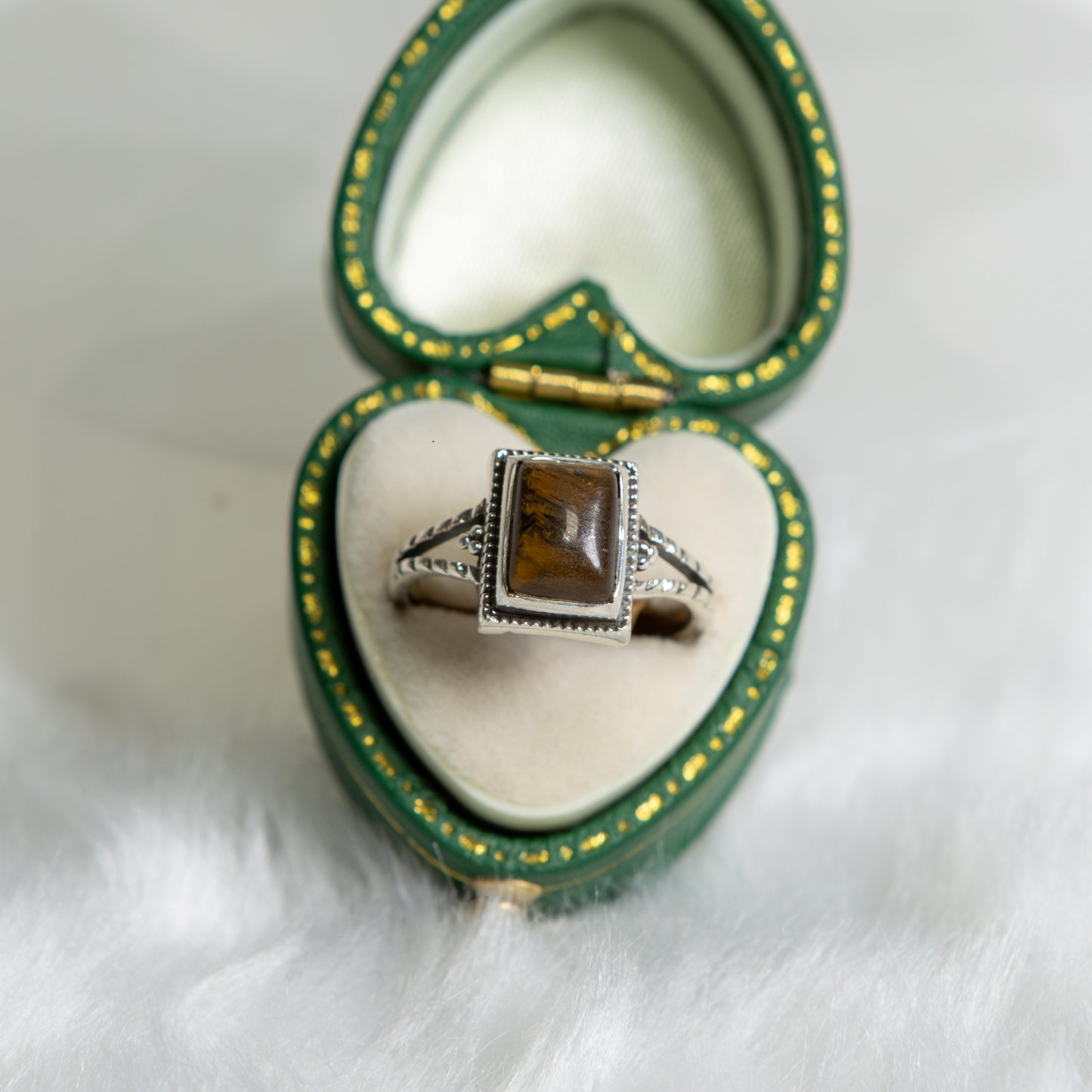 Sterling Silver Tigers Eye Ring Size M