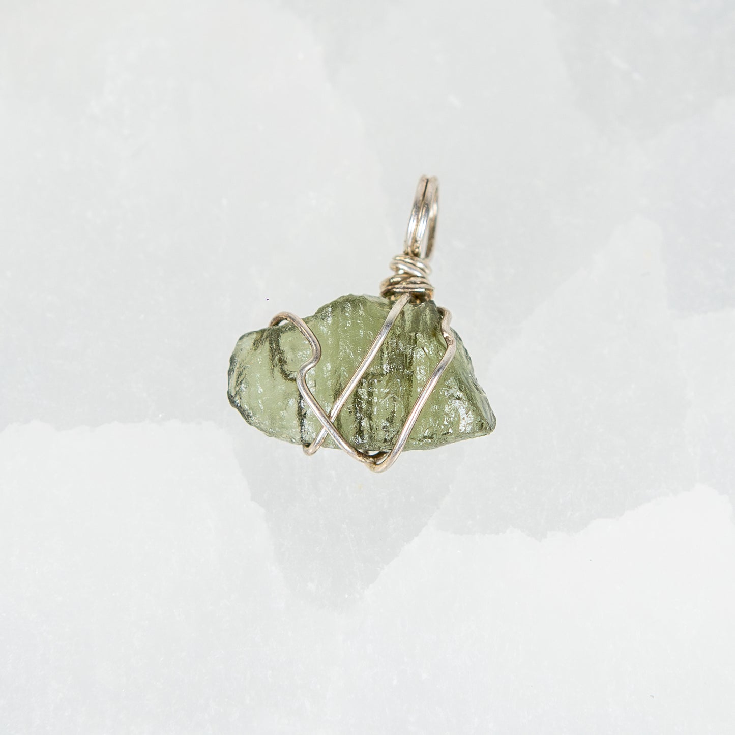 Sterling Silver Wrapped Moldavite Pendant