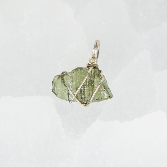 Sterling Silver Wrapped Moldavite Pendant