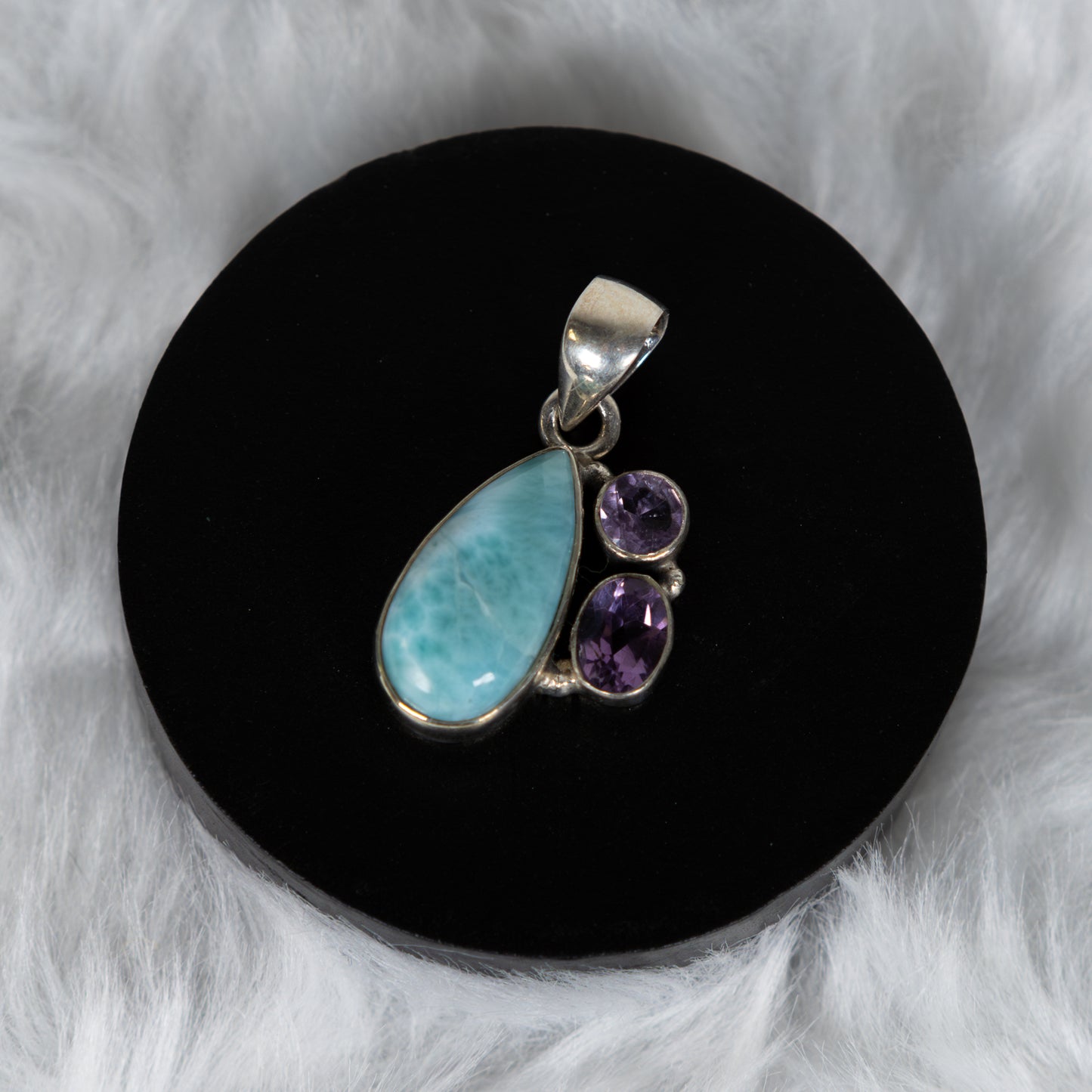 Sterling Silver Larimar - Amethyst Pendant