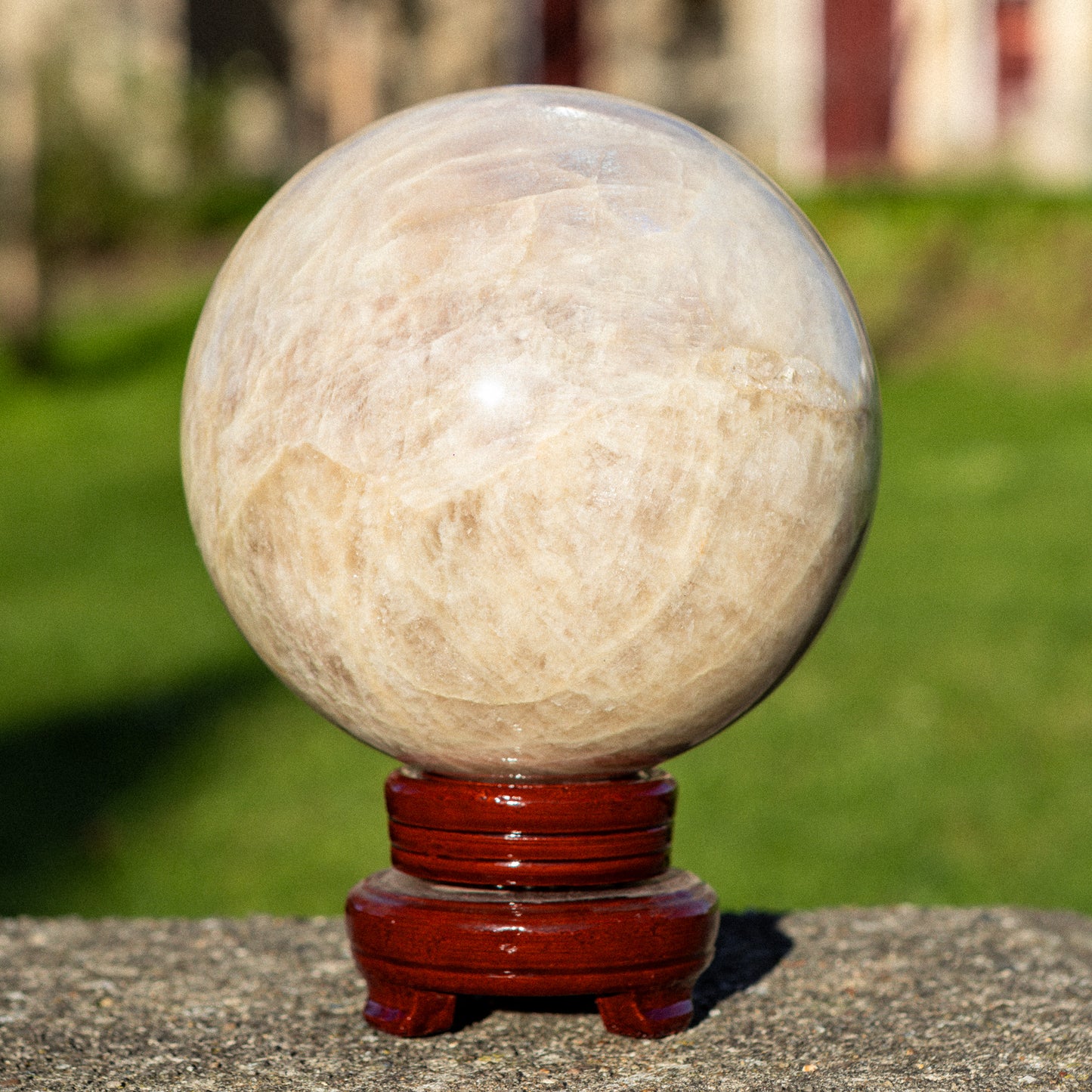 Blue Flash Sunstone Moonstone Sphere