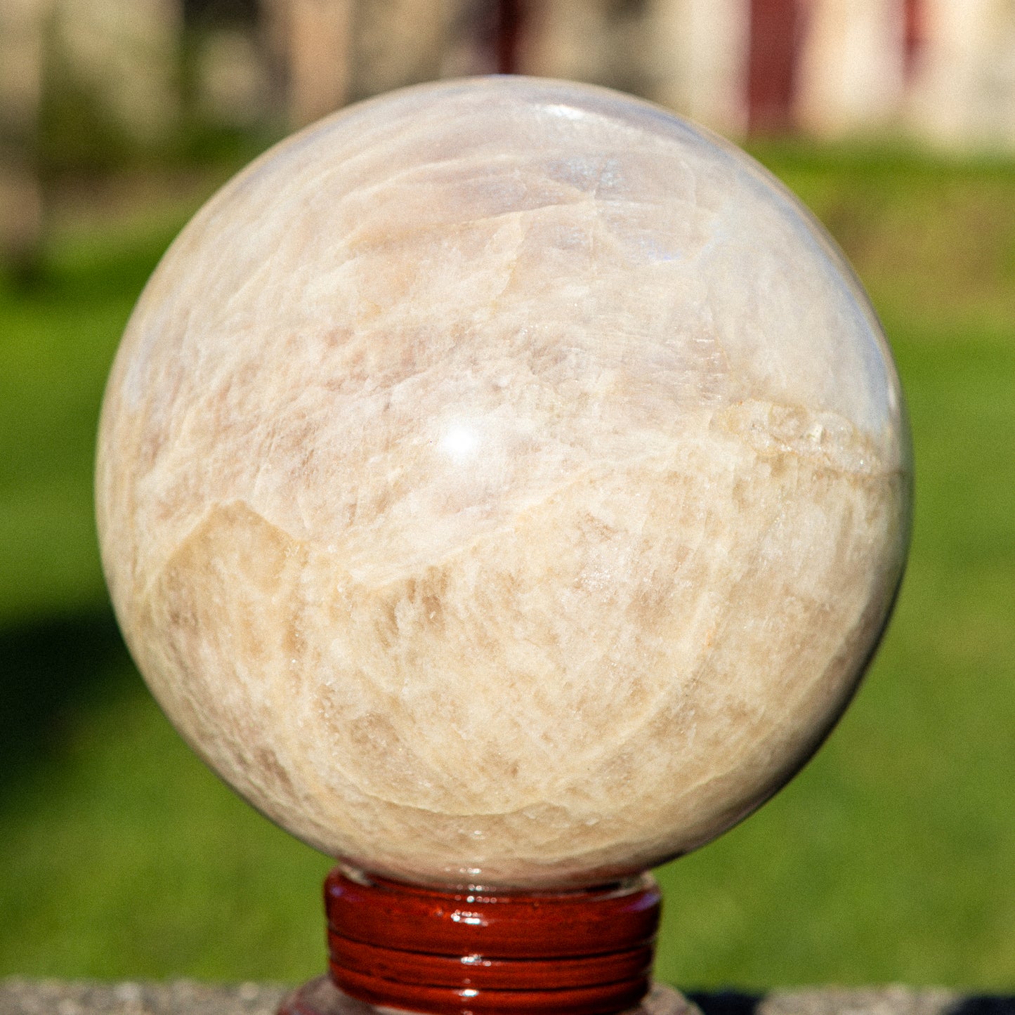 Blue Flash Sunstone Moonstone Sphere