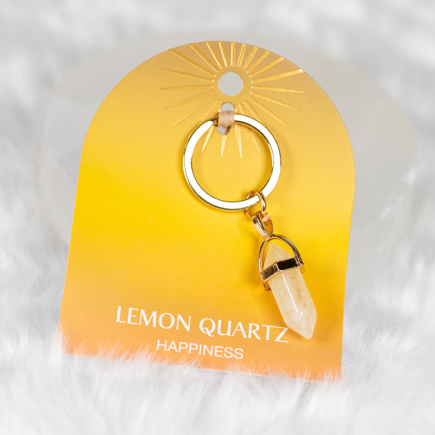 Lemon Quartz Keyring - Happiness