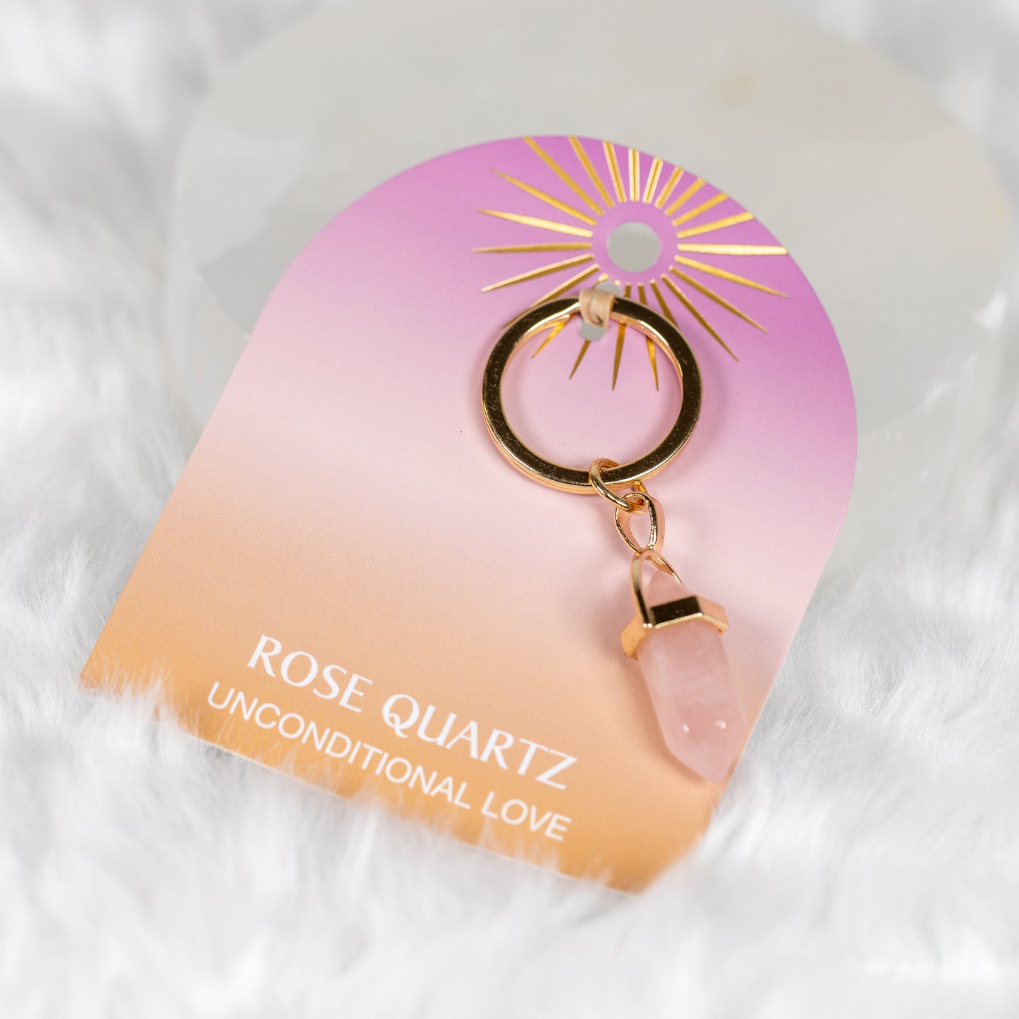 Rose Quartz Keyring - Love